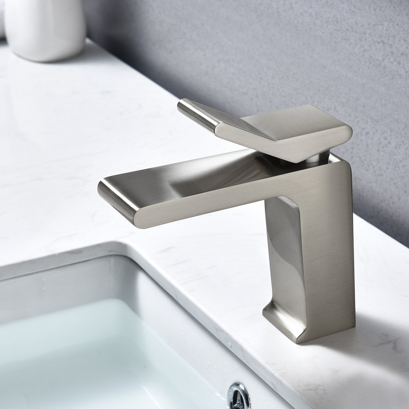 Single-handle Bathroom Faucet with Drain Assembly, Brushed Nickel