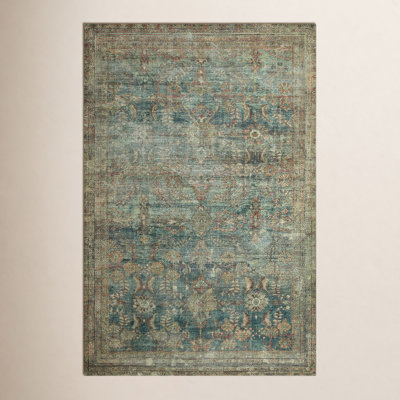 Magnolia Home By Joanna Gaines X Loloi Banks Machine Washable Ocean / Spice Area Rug