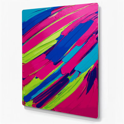 Abstrait couleur champ 43, art mural en métal rose