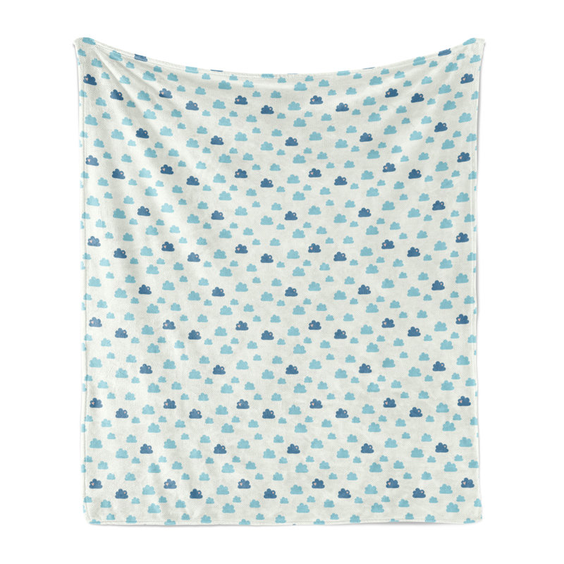 Ambesonne Fleece Throw Blanket Blue, 50" W x 60" L, Hearts Polka Dots
