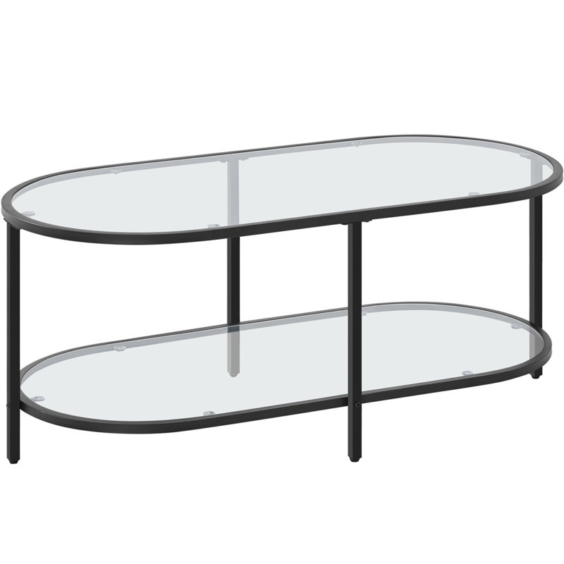 Glass Oval Coffee Table, Black