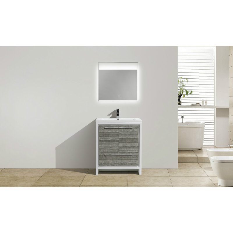 Ensemble de meuble-lavabo simple 29,5 po Ninel, Gris cendre très lustré