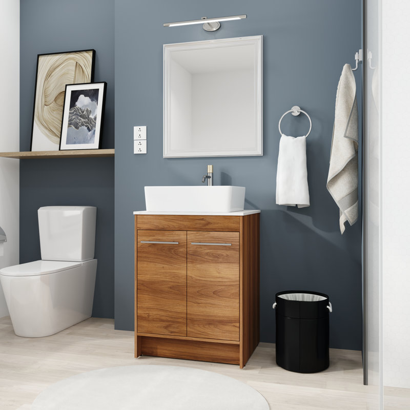 Meuble-lavabo autoportant simple 23,6 po avec plateau en céramique Antea