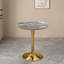 Table de salle à manger ronde pour 2 à 4 personnes, piédestal en fer doré, plateau d'aspect marbre gris foncé, style Mid-Century moderne, 27,6 po-131258501-131258498
