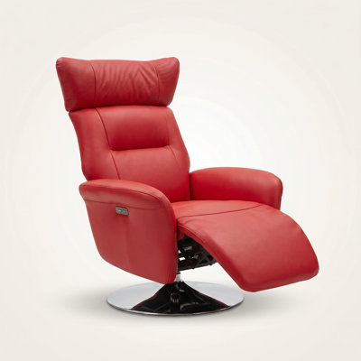 Eclipse Red Leather Match Sound Enhanced Power Swivel Recliner