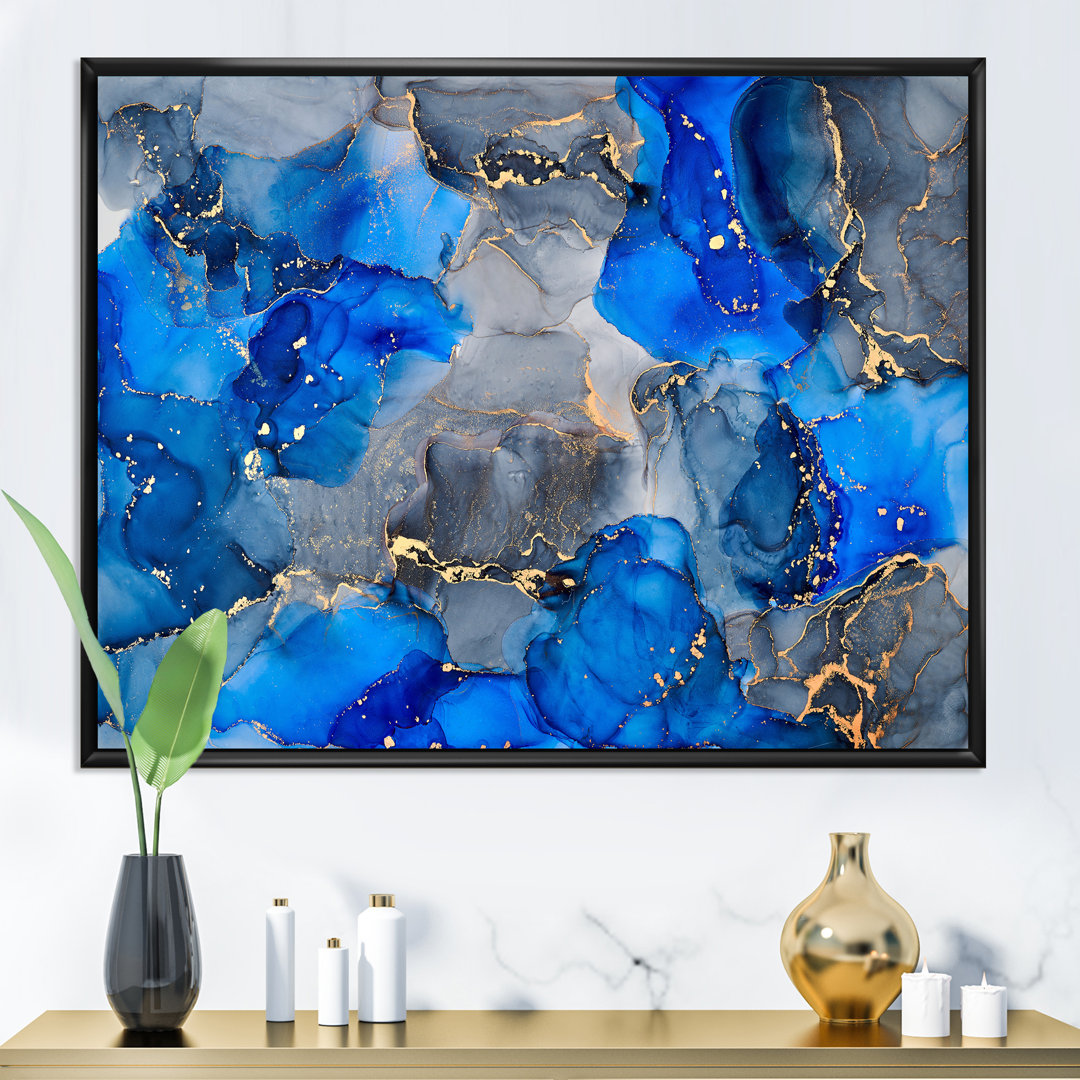 Blue and Gray Luxury Abstract Fluid V - Painting on Canvas The Twillery Co.®
