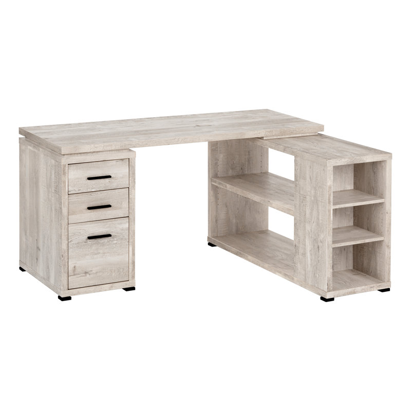 Bureau d'ordinateur en forme de L, Taupe beige, 29,5 po H x 60 po l x 47,25 po P