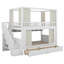 Lit superposé avec rideaux d'intimité, lumières DEL sous le lit, lit superposé en bois avec escalier de rangement et tiroirs