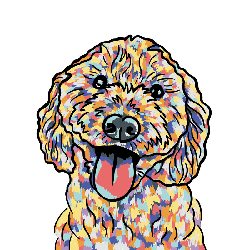 Rainbow Doodle sur toile, H 36 po x l 36 po