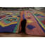 Tapis bohémien texturé Kilim 8 x 10 avec rayures dynamiques