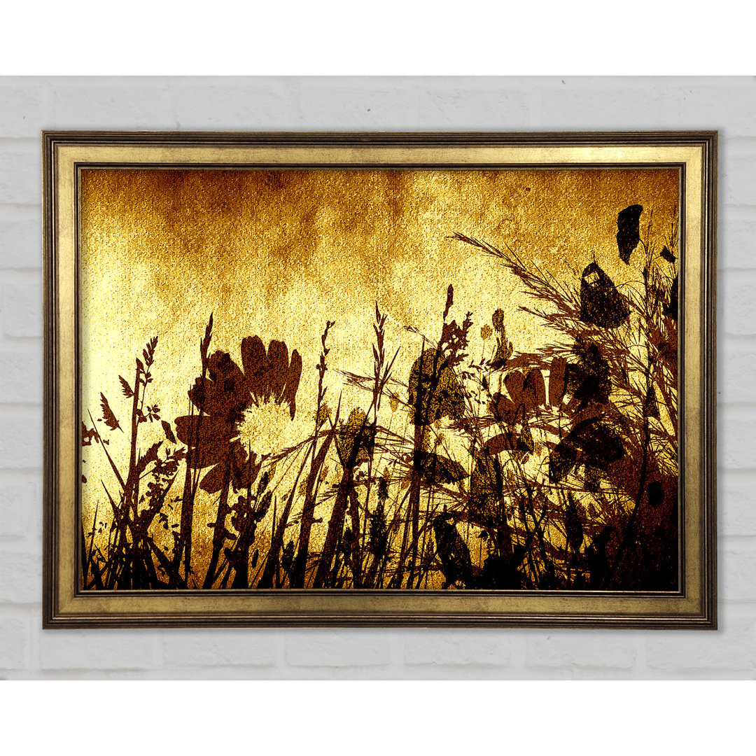 Golden Light Flower - Einzelner Bilderrahmen Kunstdrucke auf Holz