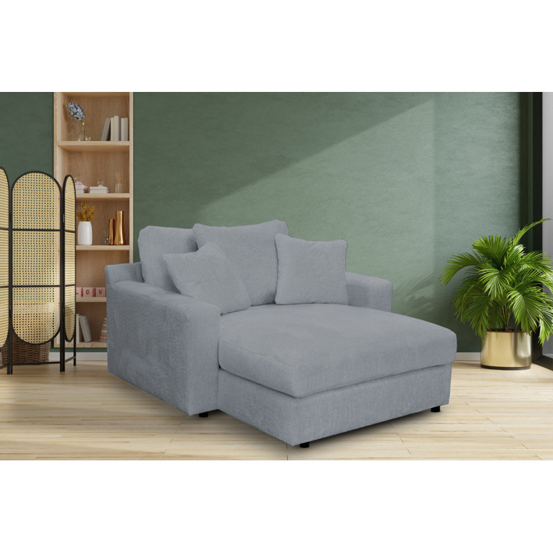 Caegan Upholstered Chaise Lounge, Graphite Boucle