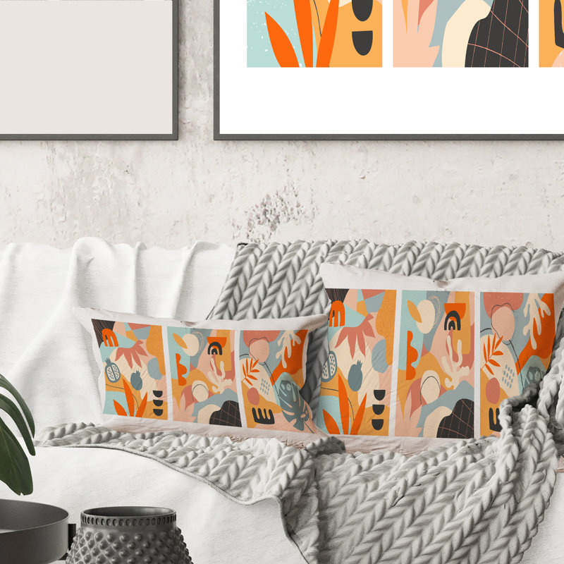 Coussin Minimalistic Compostion of Shapes VII - Modern Printed, 16" x 16"