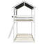 Lit simple superposé en bois simple avec toit, fenêtre, garde-corps et échelle, lit pour enfant blanc