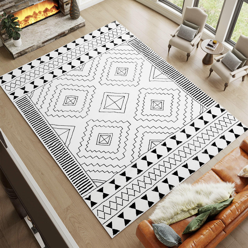 Kariann Flatweave Washable Geometric Indoor Rug, Rectangle 8' x 10'