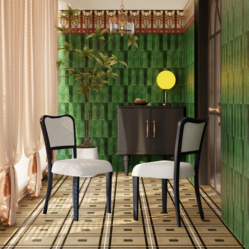 Chaises de salle à manger rembourrées Dallas avec structure en bois d'hévéa, Noir
