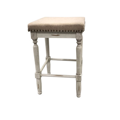 Tabouret de bar transitionnel beige de 24 pouces avec revêtement confortable