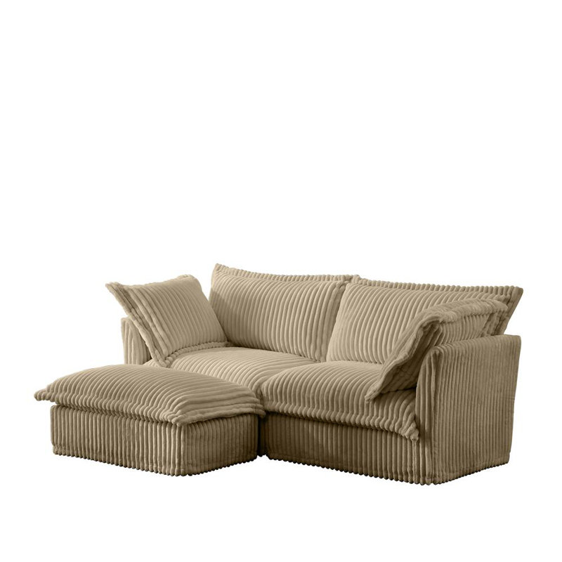 Modular Sofa With Ottoman for Shetucket Sectional Living Room Set Collection, 34.5" H x 83.5" W x 55" D, Black Chenille