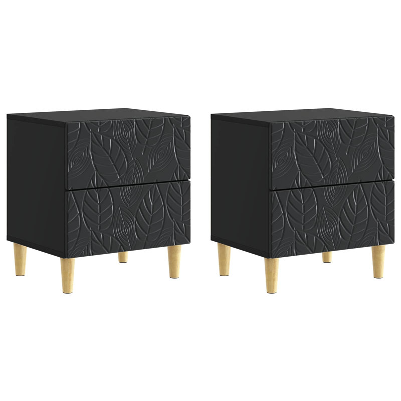 43cm W Composite Bedside Table, Black