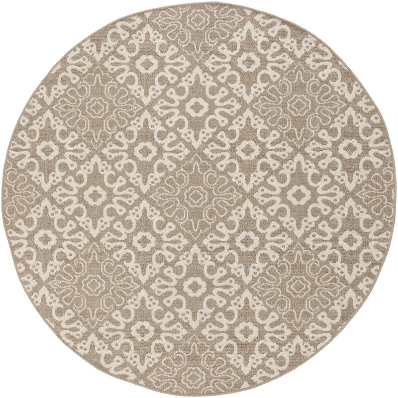 Amato Geometric Indoor / Outdoor Rug, Round 5'3"
