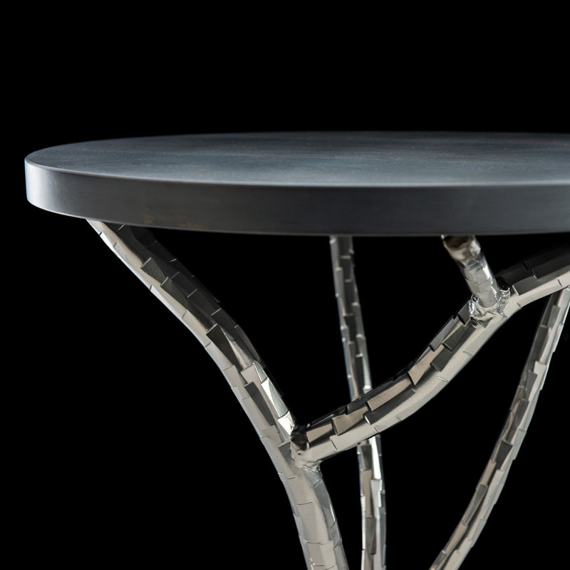 Brindille Wood Top Accent Table, Maple Gray, Sterling