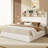 King Bed with 6 Storage Drawers & Headboard, Upholstered Platform Bed with Charging Station, White-557491007-557491005