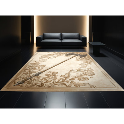 Tapis oriental beige classique lavable à la machine Broker Halberd - reliure beige