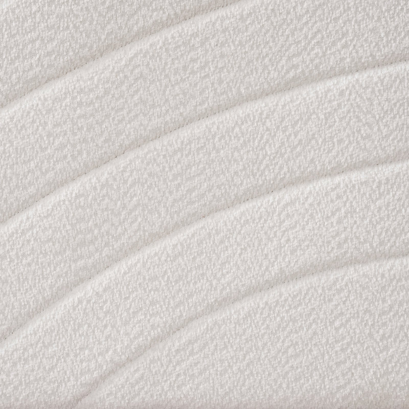Queen Bed with White Boucle fabric Headboard, Queen