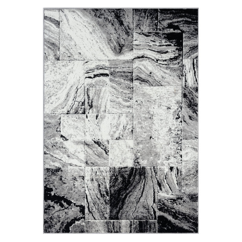Tapis carré gris foncé Anatola, Rectangle 5 pi 3 po x 7 pi 3 po