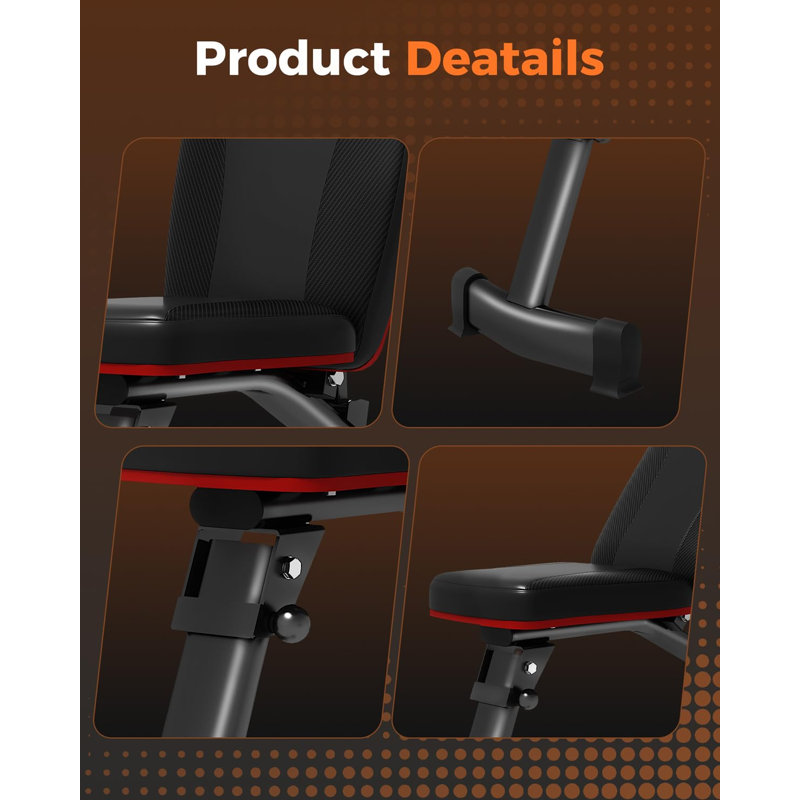 Banc de musculation ajustable pour la gymnastique à domicile, banc d'entraînement pliable avec 5 dossiers, banc inclinable et stable 660LBS pour l'entraînement complet du corps