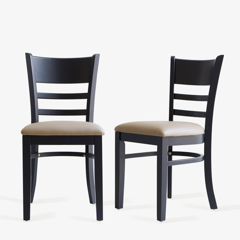 Ensemble de 2 chaises d'appoint rembourrées en bois massif Zida, Noir