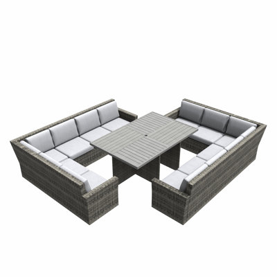 Wicker 12 - Person Patio Conversation Set with Cushions