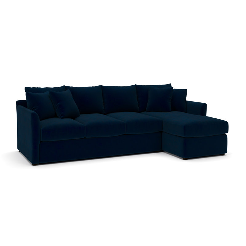 Canapé et chaise large 110 po Cecelia, Accoudoir à droite (vu de face), Velours performance bleu encre Bella