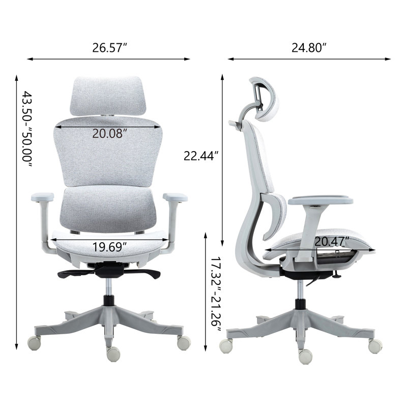 Chaise de bureau en filet à haut dossier 8 365hp - Gr avec rotation à 360 °, 4d, peu encombrante pour le travail de bureau 3 angles réglables, pivotante, assise longue durée confortable