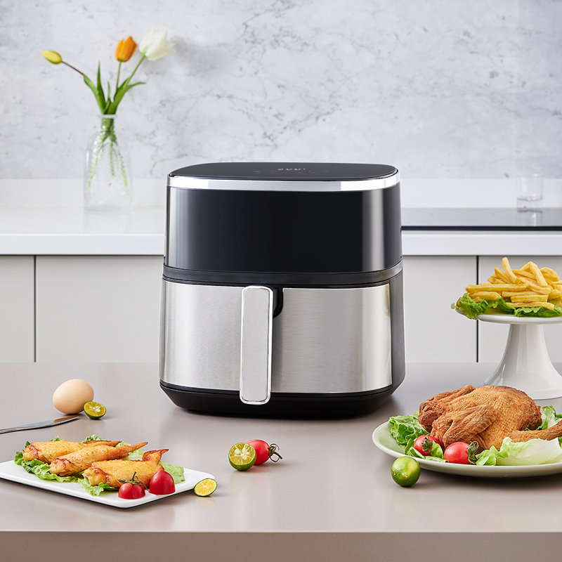 Belfry Kitchen 6L Basket Air Fryer Air Fryer, Black/Silver