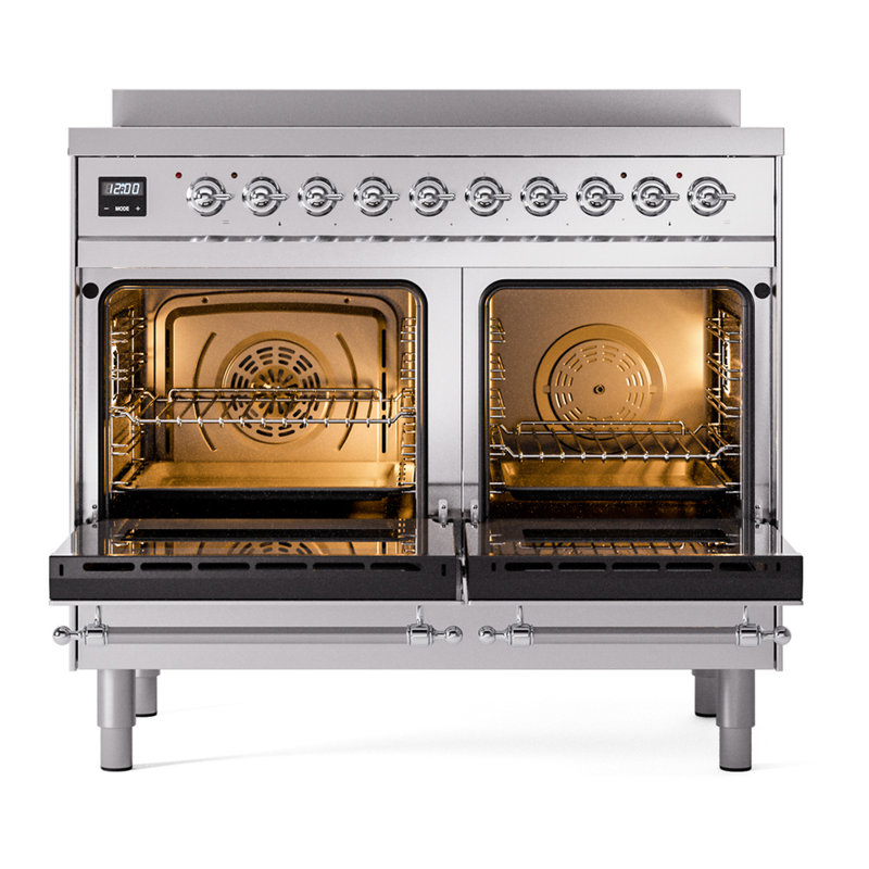 ILVE Nostalgie II Series 40 in. Induction Range with 6 Induction Elements (Glass Door), Stainless Steel/Chrome