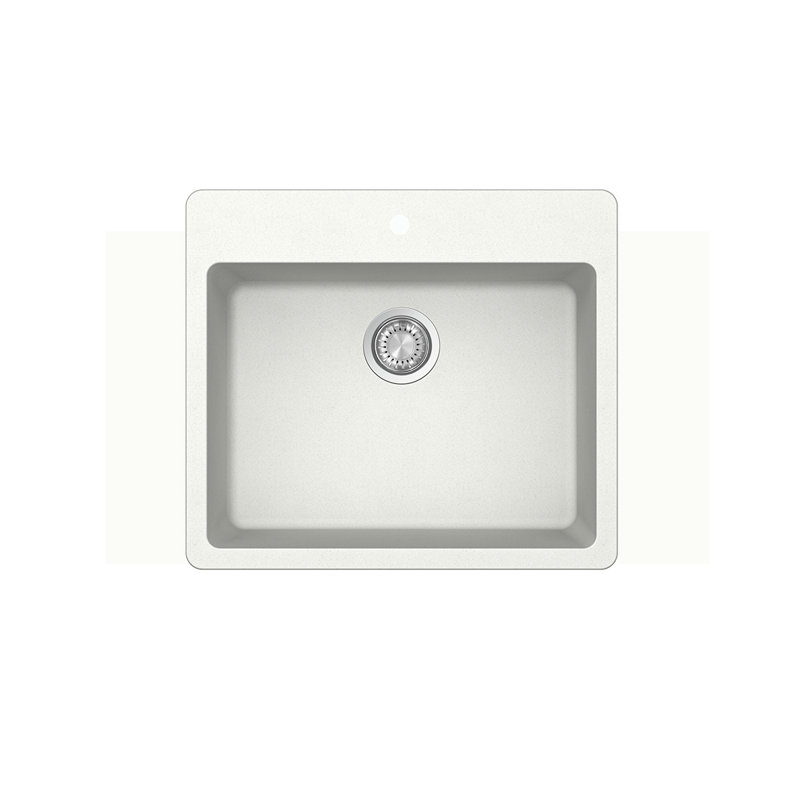 Évier à simple cuve 25 "en Crystagranite blanc