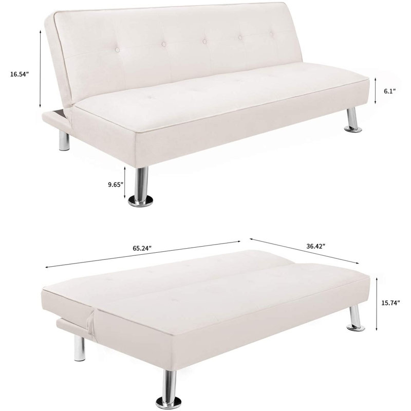 Canapé-lit 65 ", Lin blanc
