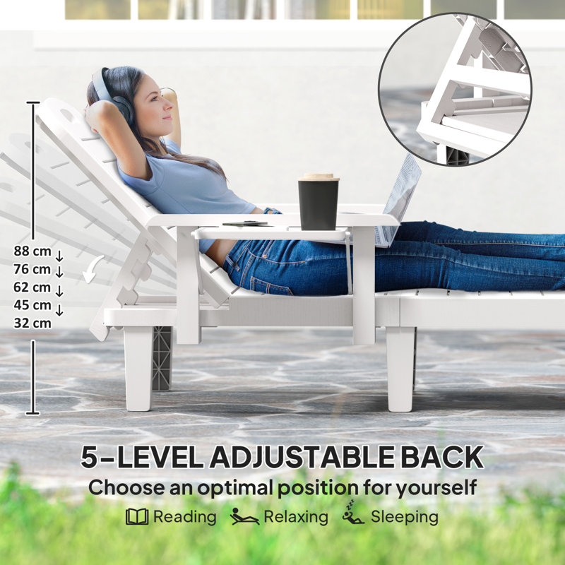 158cm Long Chaise Lounge Set, White