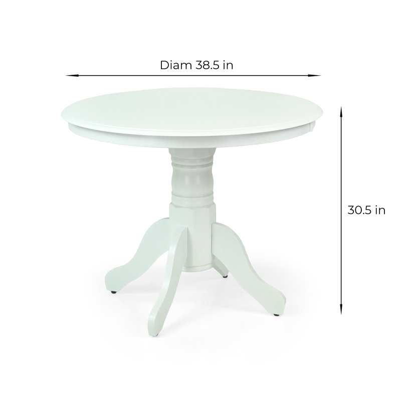 5 Piece Dining Table Set, 4 Classic Style Solid Wood Warm Chairs with Pedestal Round Dining Table, Kitchen Room Set, w Gray Cushions