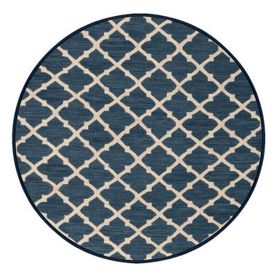 Tapis bleu en treillis lavable à la machine