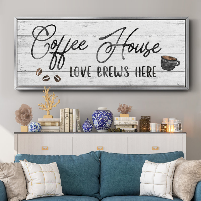 Love Brews- Framed Canvas, 8" H x 20" W