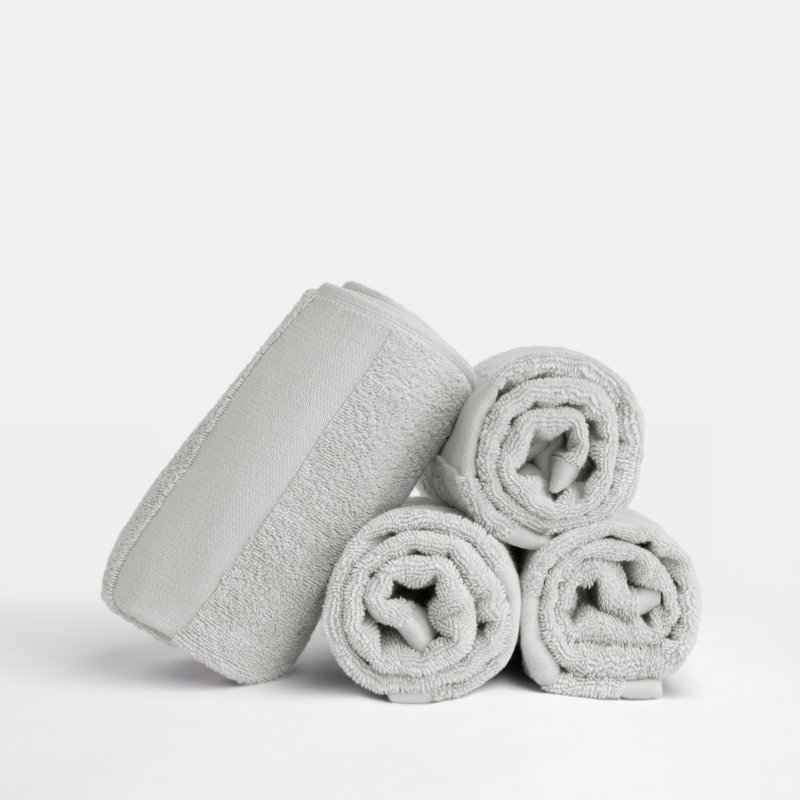 Ensemble de 4 essuie-mains 100% coton, Gris clair