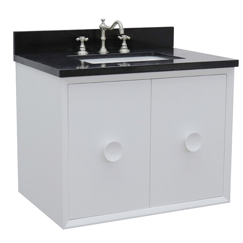 Ensemble de meuble-lavabo mural simple 31 po Crumley, Blanc / noir galactique