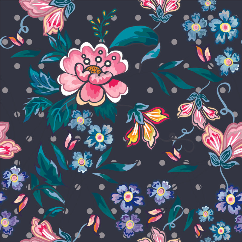 Peel & Stick Floral Tile, 2.08' W x 10.42' L