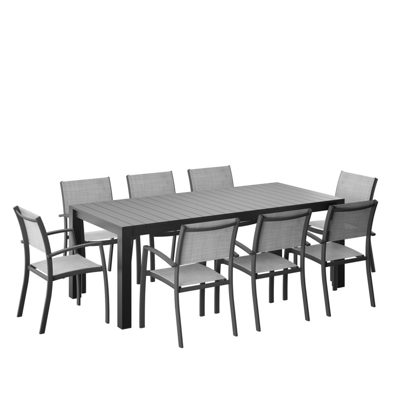 9Pc Outdoor Patio Aluminum Dining Set