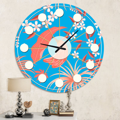 Horloge murale style tropical tropical rétro corail II