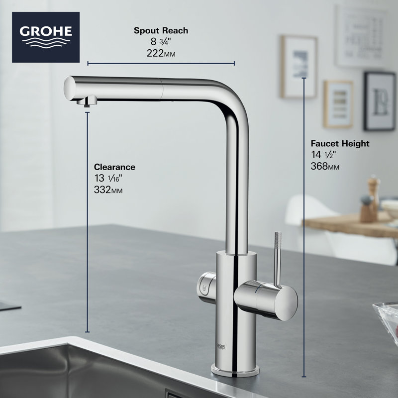 Blue Pull Out Single Handle Kitchen Faucet with Accessories, SuperSteel Infinity