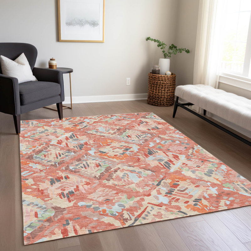 Tapis corail intérieur / extérieur lavable à la machine Christn ACN1328, Rectangulaire 3 pi x 5 pi