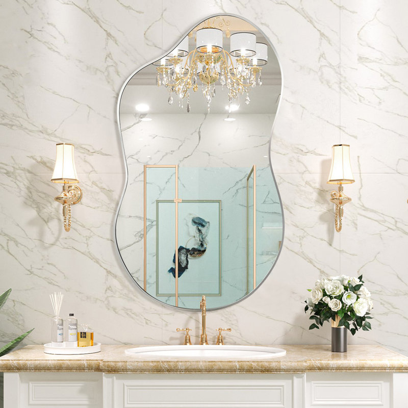 Miroir mural Cloud, 36 po x 20 po, Argent argent